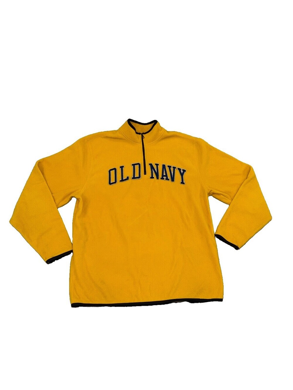 Old Navy Men's XL Mustard Yellow Spell Out Logo Quarter Zip Fleece Pullover 2012
